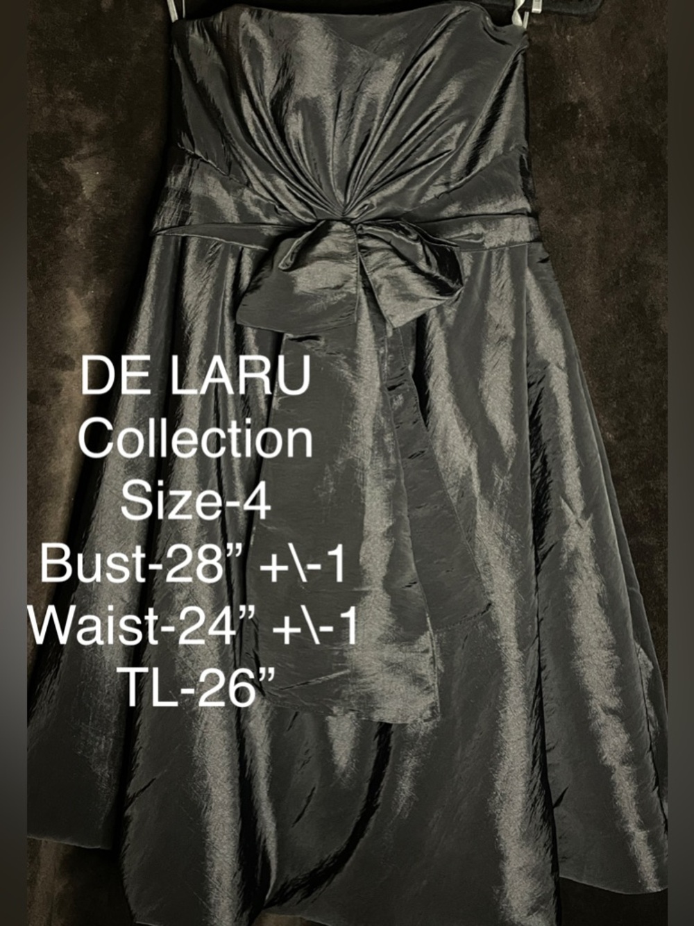 De Laru Black Strapless Bow-Front Cocktail Dress Size-4 STUNNING🍷